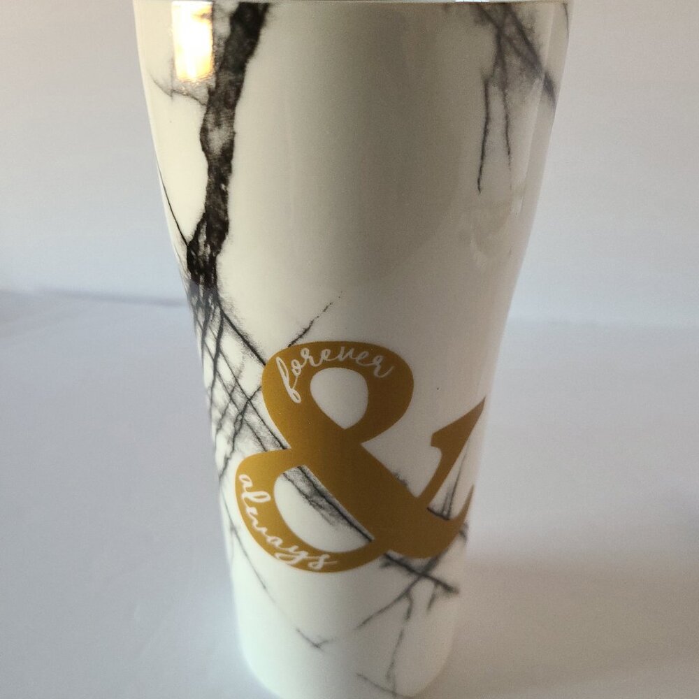 NANETTE LEPORE PORCELIN COFFEE TRAVEL MUG WITH LID ""HEAVY""